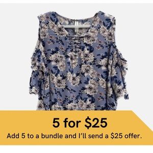 Warehouse One cold shoulder floral top.